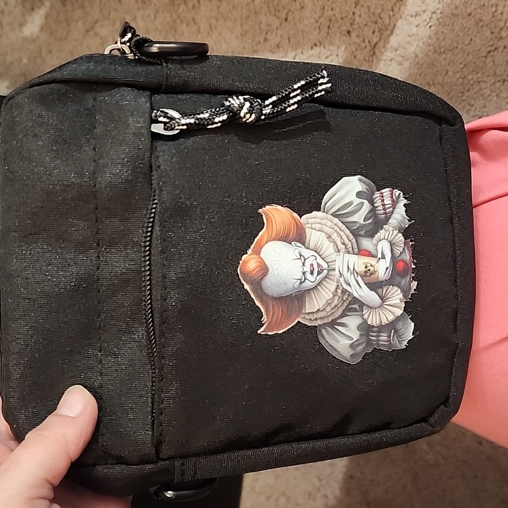Black Strap Mini purse Bag with Horror Clown Design FP $14